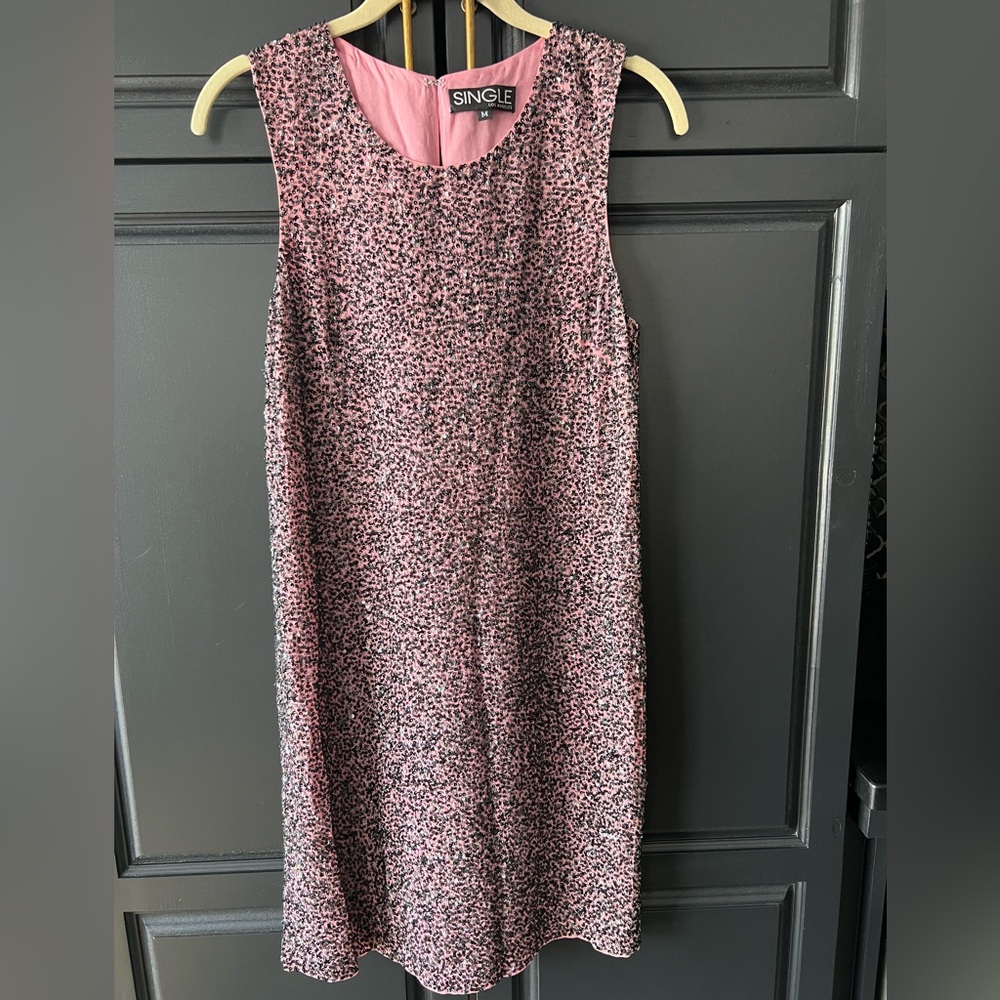 (Never worn) Pink and Black Sequined Midi Dress